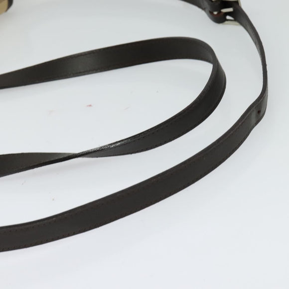 BURBERRY Nova Check Blue Label Bag Canvas Leather Beige Silver Auth 132828