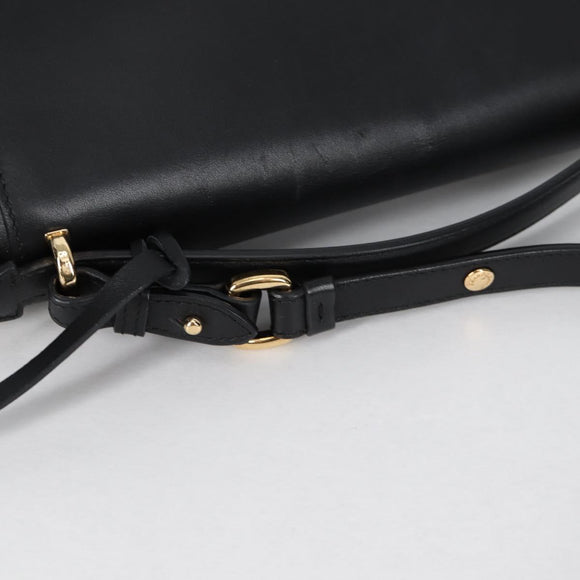 Salvatore Ferragamo Gancini Hand Bag Leather 2way Black Gold Auth 132847V