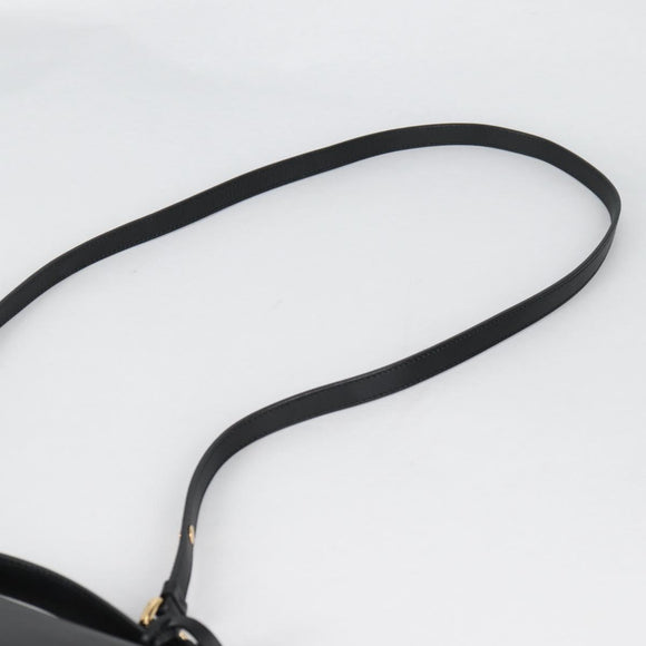 Salvatore Ferragamo Gancini Hand Bag Leather 2way Black Gold Auth 132847V