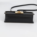 Salvatore Ferragamo Gancini Hand Bag Leather 2way Black Gold Auth 132847V-13