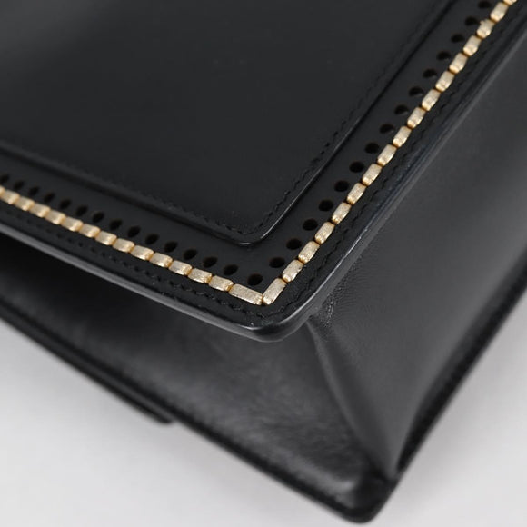 Salvatore Ferragamo Gancini Hand Bag Leather 2way Black Gold Auth 132847V