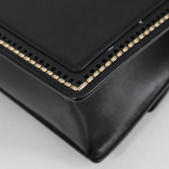 Salvatore Ferragamo Gancini Hand Bag Leather 2way Black Gold Auth 132847V