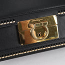Salvatore Ferragamo Gancini Hand Bag Leather 2way Black Gold Auth 132847V-19