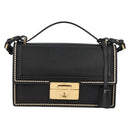 Salvatore Ferragamo Gancini Hand Bag Leather 2way Black Gold Auth 132847V-2