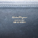 Salvatore Ferragamo Gancini Hand Bag Leather 2way Black Gold Auth 132847V-24