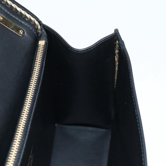 Salvatore Ferragamo Gancini Hand Bag Leather 2way Black Gold Auth 132847V