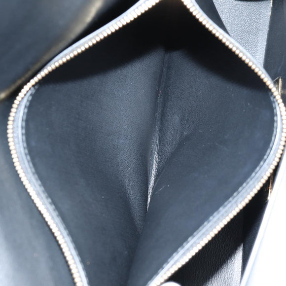 Salvatore Ferragamo Gancini Hand Bag Leather 2way Black Gold Auth 132847V