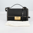 Salvatore Ferragamo Gancini Hand Bag Leather 2way Black Gold Auth 132847V-31