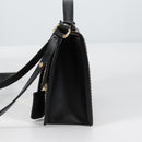 Salvatore Ferragamo Gancini Hand Bag Leather 2way Black Gold Auth 132847V-5