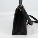 Salvatore Ferragamo Gancini Hand Bag Leather 2way Black Gold Auth 132847V-6
