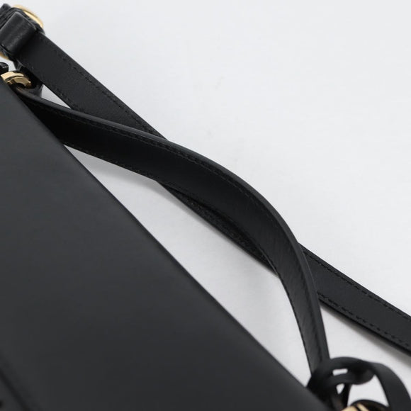 Salvatore Ferragamo Gancini Hand Bag Leather 2way Black Gold Auth 132847V