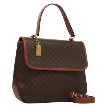 CELINE Macadam Canvas Hand Bag PVC Leather 2way Brown Gold Auth 132850