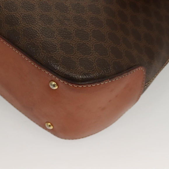 CELINE Macadam Canvas Hand Bag PVC Leather 2way Brown Gold Auth 132850