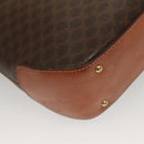 CELINE Macadam Canvas Hand Bag PVC Leather 2way Brown Gold Auth 132850-16