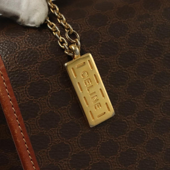 CELINE Macadam Canvas Hand Bag PVC Leather 2way Brown Gold Auth 132850