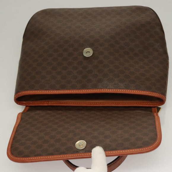 CELINE Macadam Canvas Hand Bag PVC Leather 2way Brown Gold Auth 132850