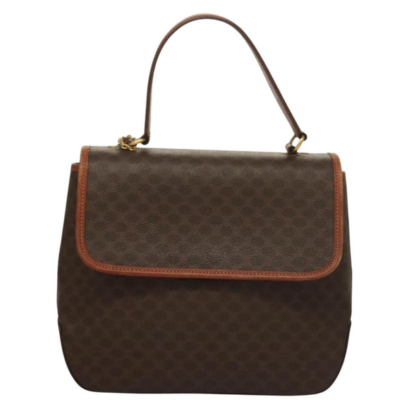 CELINE Macadam Canvas Hand Bag PVC Leather 2way Brown Gold Auth 132850