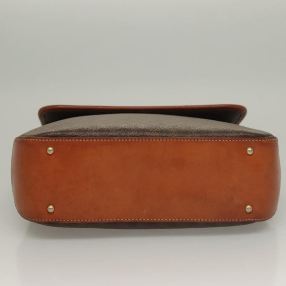 CELINE Macadam Canvas Hand Bag PVC Leather 2way Brown Gold Auth 132850