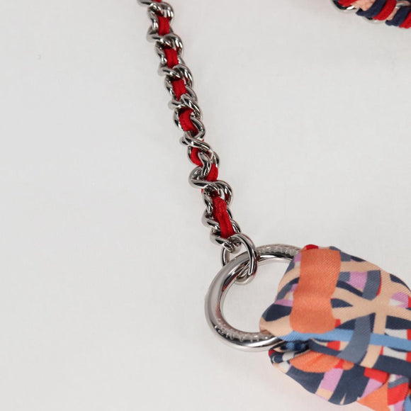 CHANEL Matelasse Chain Shoulder Bag Nylon Orange Silver CC Auth 132851M