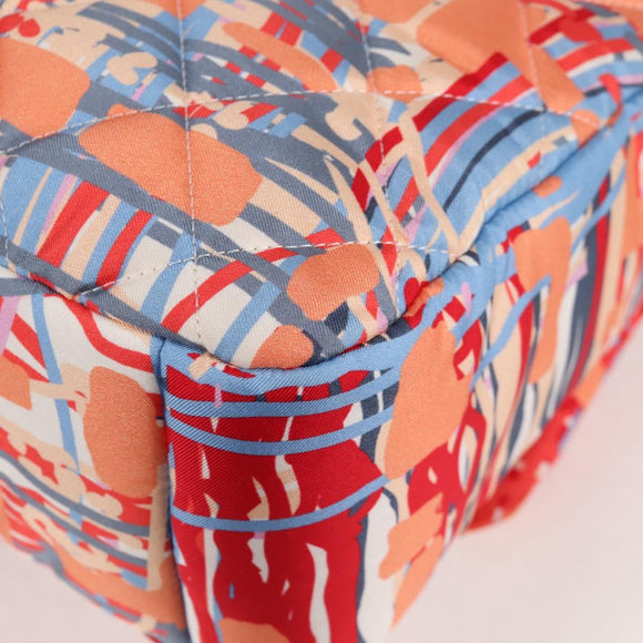 CHANEL Matelasse Chain Shoulder Bag Nylon Orange Silver CC Auth 132851M