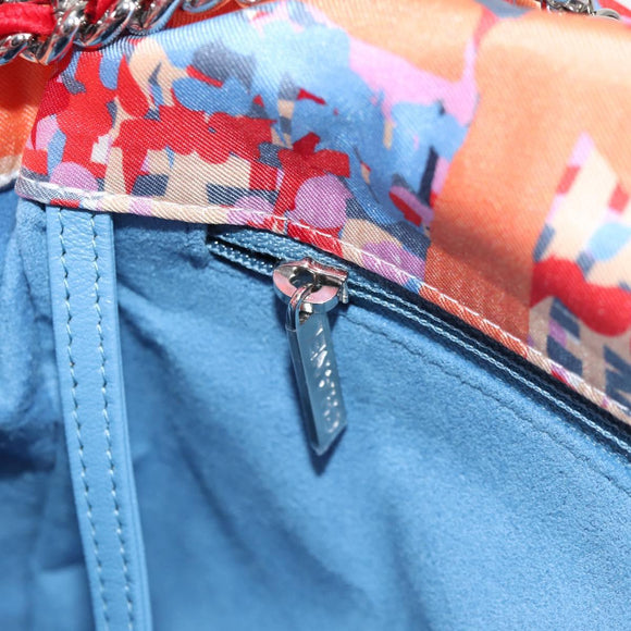 CHANEL Matelasse Chain Shoulder Bag Nylon Orange Silver CC Auth 132851M