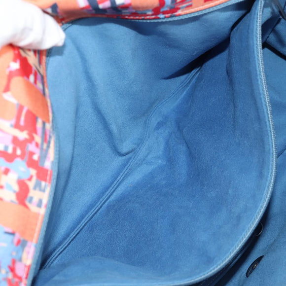 CHANEL Matelasse Chain Shoulder Bag Nylon Orange Silver CC Auth 132851M