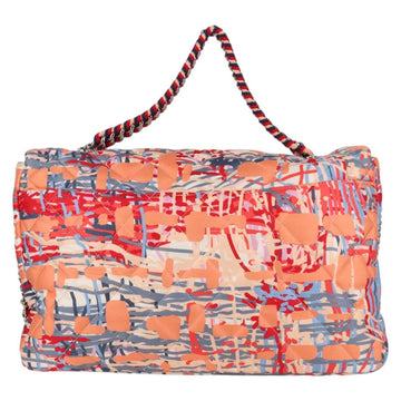 CHANEL Matelasse Chain Shoulder Bag Nylon Orange Silver CC Auth 132851M - 0