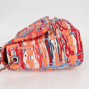 CHANEL Matelasse Chain Shoulder Bag Nylon Orange Silver CC Auth 132851M-3