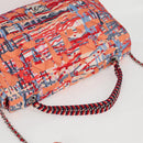 CHANEL Matelasse Chain Shoulder Bag Nylon Orange Silver CC Auth 132851M-6