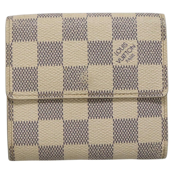 LOUIS VUITTON Damier Azur Portefeuille Elise Trifold Wallet N61733 Auth 132860