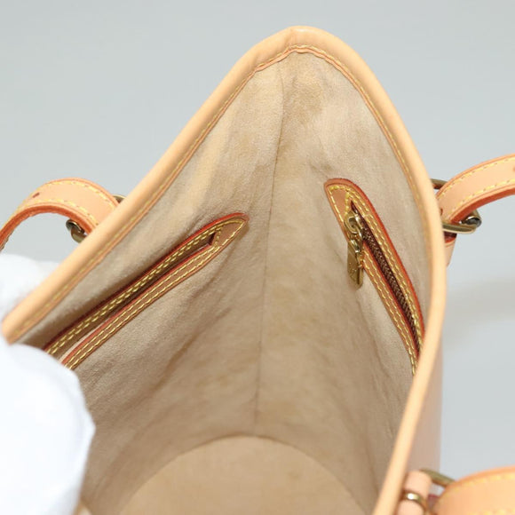 LOUIS VUITTON Nomad leather Bucket PM Shoulder Bag Beige M85001 LV Auth 132875A