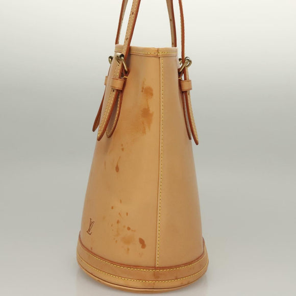 LOUIS VUITTON Nomad leather Bucket PM Shoulder Bag Beige M85001 LV Auth 132875