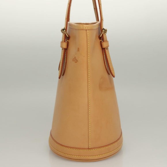 LOUIS VUITTON Nomad leather Bucket PM Shoulder Bag Beige M85001 LV Auth 132875