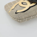 CHANEL Choco Bar Chain Camelia Shoulder Bag Canvas Gray Silver CC Auth 132885-14