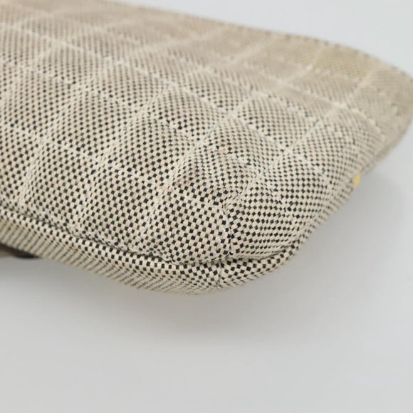 CHANEL Choco Bar Chain Camelia Shoulder Bag Canvas Gray Silver CC Auth 132885