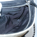 CHANEL Choco Bar Chain Camelia Shoulder Bag Canvas Gray Silver CC Auth 132885-18