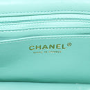 CHANEL Matelasse Chain Shoulder Bag Tweed Green Silver CC Auth 132887SM-23