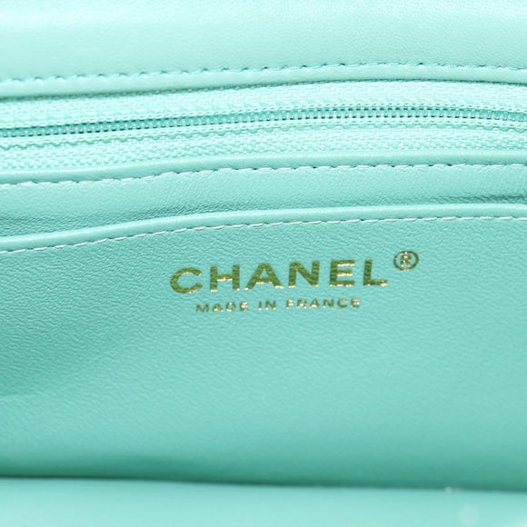 CHANEL Matelasse Chain Shoulder Bag Tweed Green Silver CC Auth 132887SM