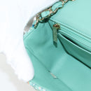 CHANEL Matelasse Chain Shoulder Bag Tweed Green Silver CC Auth 132887SM-25