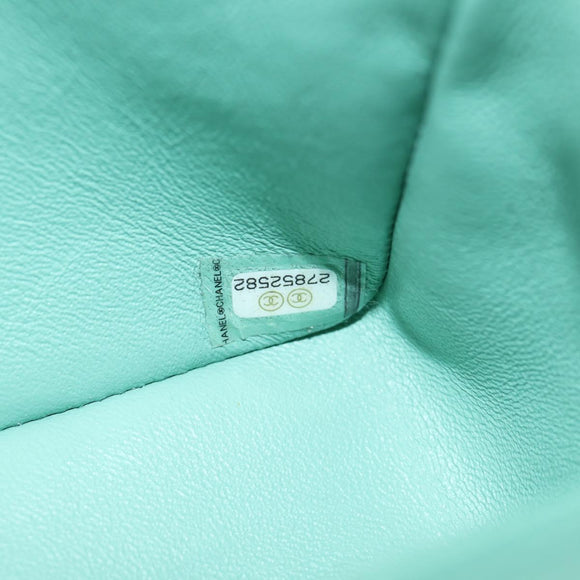 CHANEL Matelasse Chain Shoulder Bag Tweed Green Silver CC Auth 132887SM