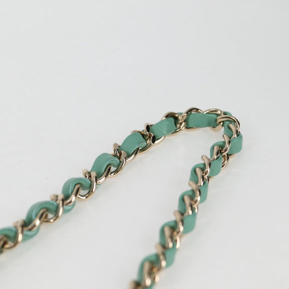 CHANEL Matelasse Chain Shoulder Bag Tweed Green Silver CC Auth 132887SM