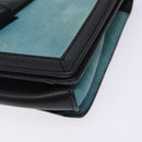 LOEWE Shoulder Bag Suede Blue Silver Auth 132888-9