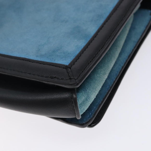 LOEWE Shoulder Bag Suede Blue Silver Auth 132888