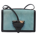 LOEWE Shoulder Bag Suede Blue Silver Auth 132888-13