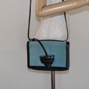 LOEWE Shoulder Bag Suede Blue Silver Auth 132888-23