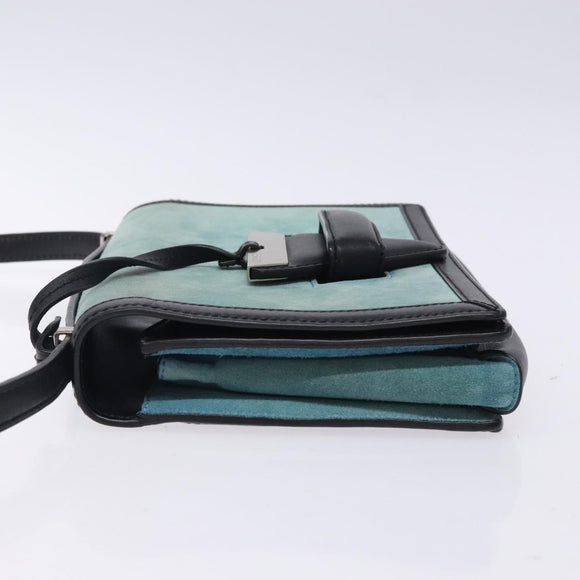 LOEWE Shoulder Bag Suede Blue Silver Auth 132888