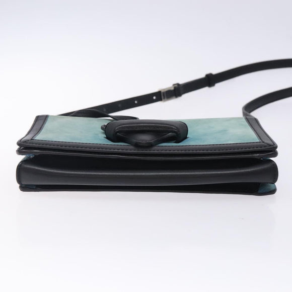 LOEWE Shoulder Bag Suede Blue Silver Auth 132888