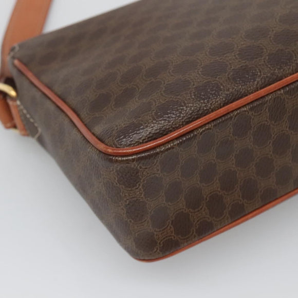 CELINE Macadam Canvas Shoulder Bag PVC Leather Brown Gold Auth 132889