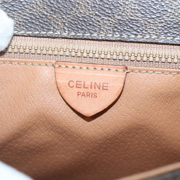 CELINE Macadam Canvas Shoulder Bag PVC Leather Brown Gold Auth 132889