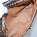 CELINE Macadam Canvas Shoulder Bag PVC Leather Brown Gold Auth 132889-10